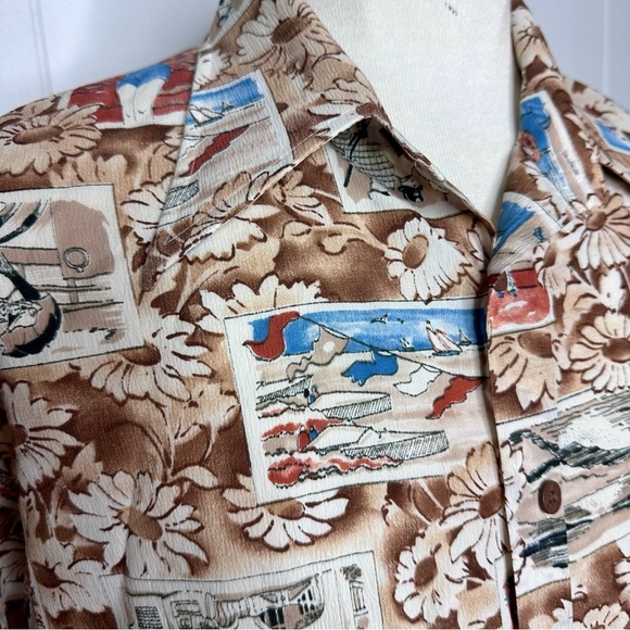 Vintage 60’s Van Heusen 417 Barkcloth Retro Hawaiian Resortwear Shirt - Picture 1 of 11